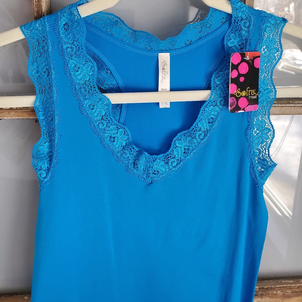 Lace Trim Racerback Tank Top - Picture 7 of 15